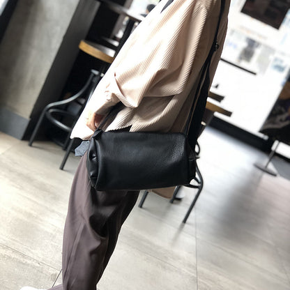 Genuine Leather Shoulder Crossbody Bag for Women Soft Wrinkled
