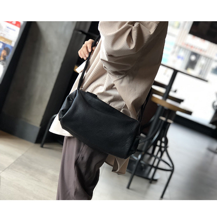 Genuine Leather Shoulder Crossbody Bag for Women Soft Wrinkled