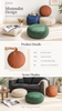 Faux Leather Pouf Ottoman Cover with Carry Handle