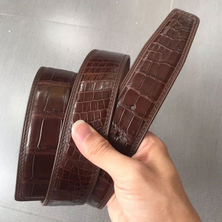 Genuine crocodile belly leather belt