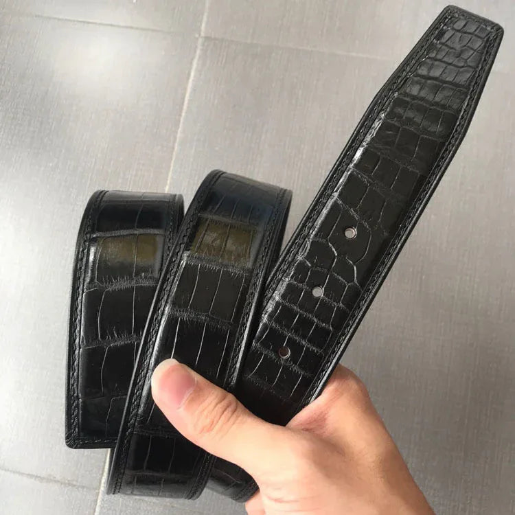 Genuine crocodile belly leather belt