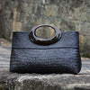 Black Woven Straw Handbag Summer Beach Tote