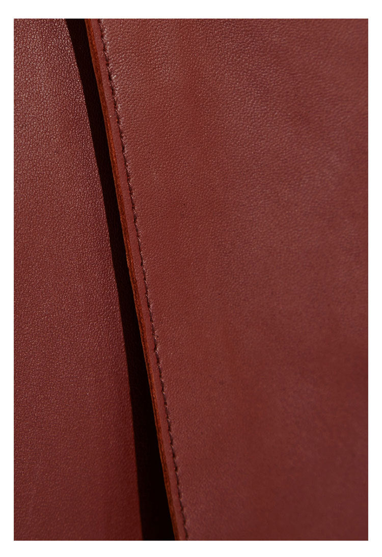 Genuine Leather Front Slit High Waist Knee Length Skirt