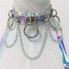 women holographic harness set belt chain skirt festival outfit set