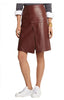 Genuine Leather Front Slit High Waist Knee Length Skirt