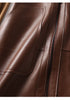 Brown Leather Midi Skirt High Waisted A-Line with Front Zipper