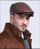 Genuine cowhide leather newsboy cap men
