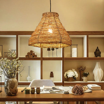 Bamboo woven pendant ceiling light shade