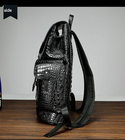 Men genuine crocodile leather backpack