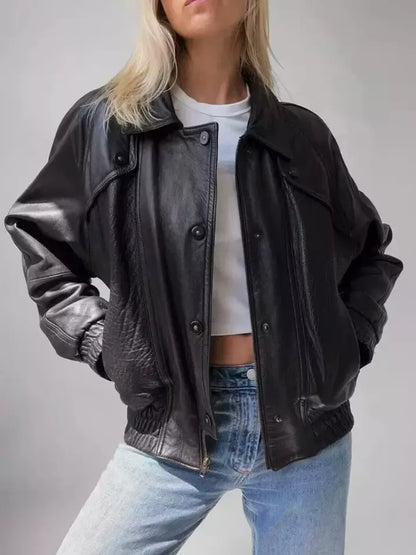 Oversize Leather Jacket Women