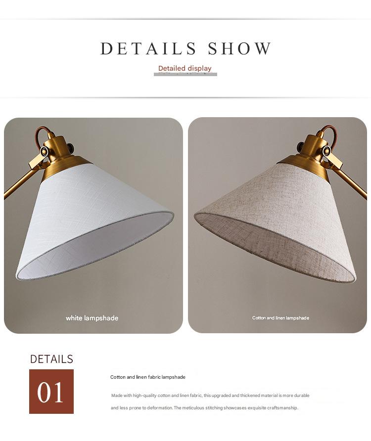 Fishing arm retro floor lamp for reading