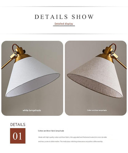 Fishing arm retro floor lamp for reading