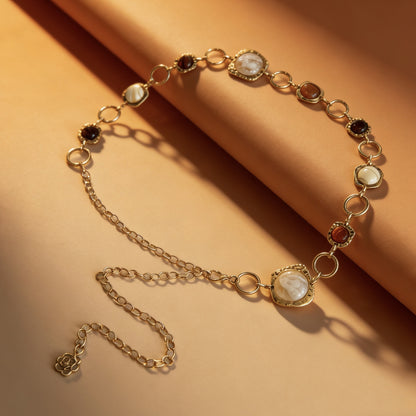Women’s Silver Tone Geometric Stone Waist Chain