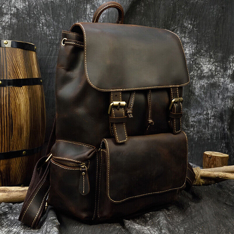 Retro Leather Backpack Laptop