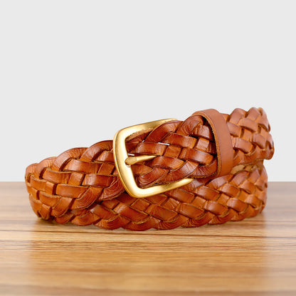 Braided Real Leather Belt For Women