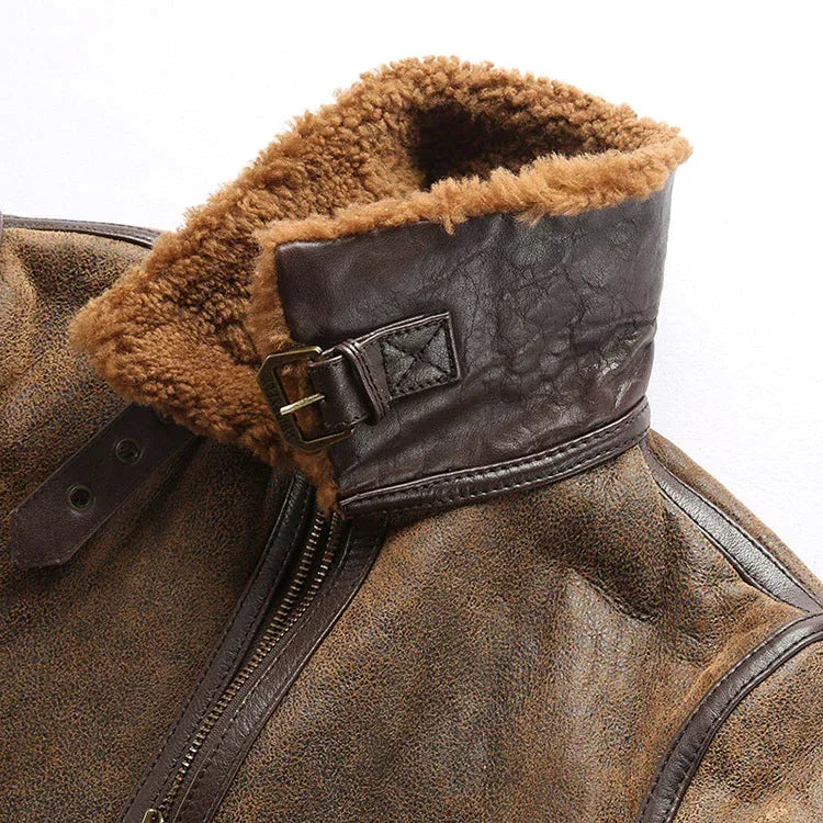 Shearling Bomber Leather Jacket Aviator