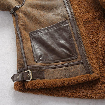 Shearling Bomber Leather Jacket Aviator