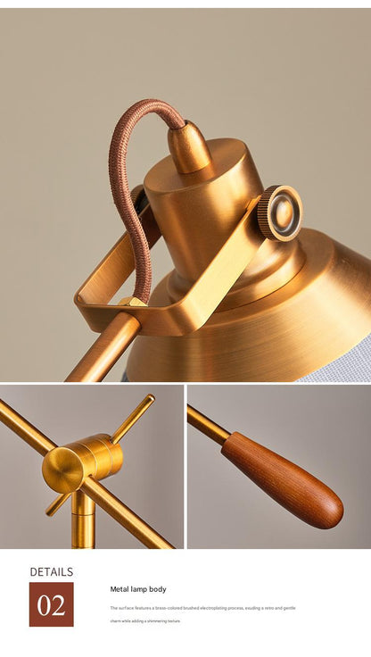 Fishing arm retro floor lamp for reading