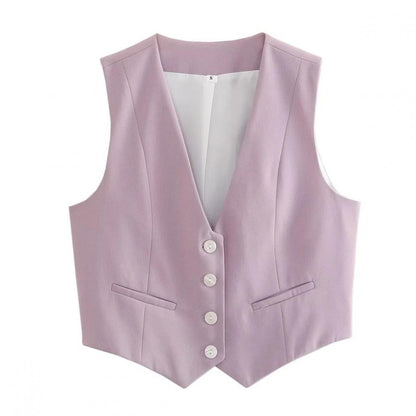 v neck sleeveless lazer vest women's