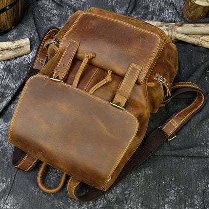 Retro Leather Backpack Laptop