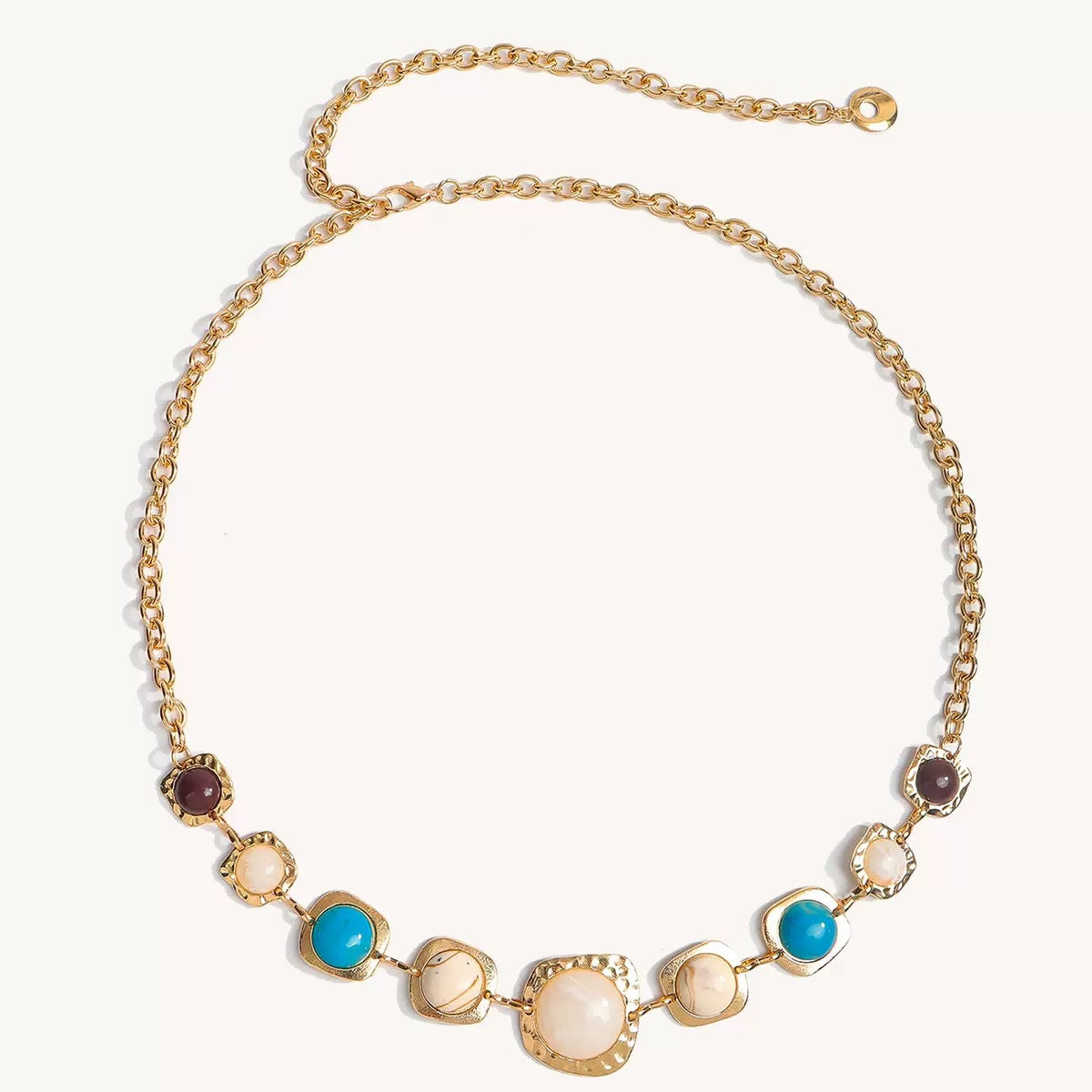 Women’s Silver Tone Geometric Stone Waist Chain