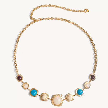 Women’s Silver Tone Geometric Stone Waist Chain