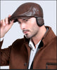Genuine cowhide leather newsboy cap men