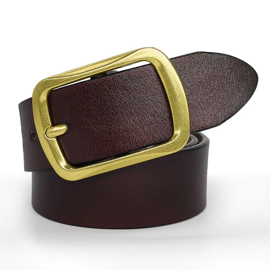 Western Style Genuine Leather Belt for Men With Classic Buckle