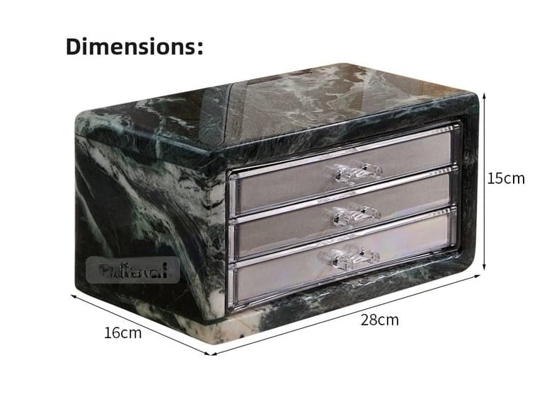 Natural Marble Jewelry Organizer Box with Multi-Drawer Storage