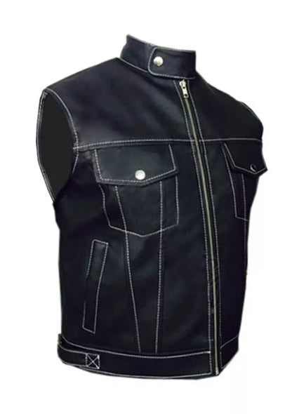 Genuine Leather Black Vest