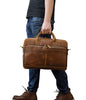 Real Leather Office Bag with Rear Trolley Strap