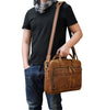 Real Leather Office Bag with Rear Trolley Strap