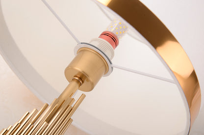 Modern scandinavian brass table lamp with fabric shade