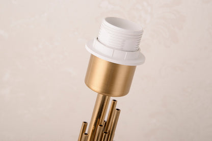 Modern scandinavian brass table lamp with fabric shade