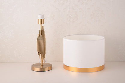 Modern scandinavian brass table lamp with fabric shade