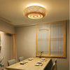 Bamboo woven flush mount ceiling light