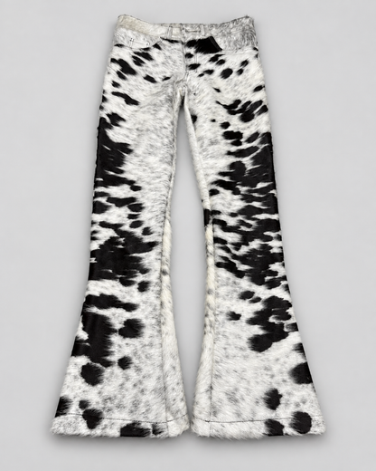 Flared Cowhide Pants Real Hair On Hide Western Leather Trousers