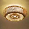 Bamboo woven flush mount ceiling light