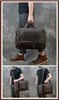 Genuine Leather Office Laptop Bag with Trolley Sleeve