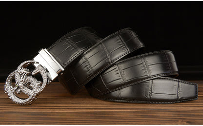 Men’s Leather Belt with Dragon G-Shaped Buckle