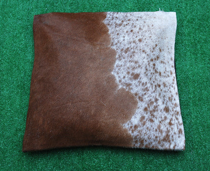 Brown White Natural Cowhide Cushion Cover