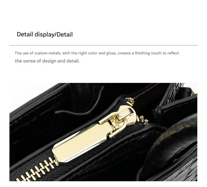 Black Crocodile Print Leather Shoulder Bag Crossbody