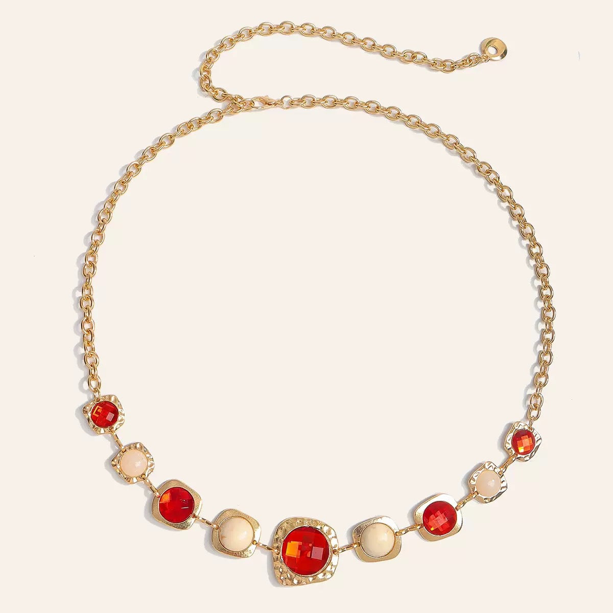 Women’s Silver Tone Geometric Stone Waist Chain