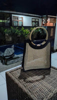 Rattan Webbing Handbag with bamboo handle