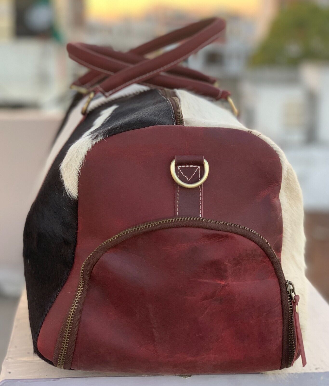 Black White Hair On Hide Holdall Bag