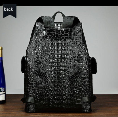 Men genuine crocodile leather backpack
