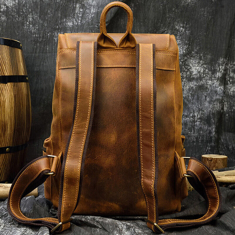 Retro Leather Backpack Laptop