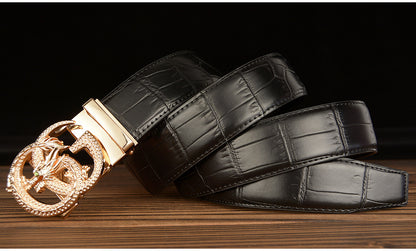 Men’s Leather Belt with Dragon G-Shaped Buckle