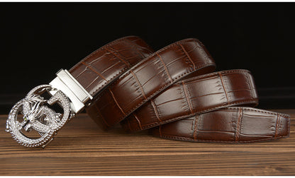 Men’s Leather Belt with Dragon G-Shaped Buckle