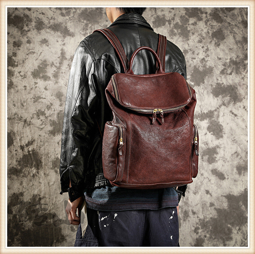 Genuine Leather Large Backpack Travel